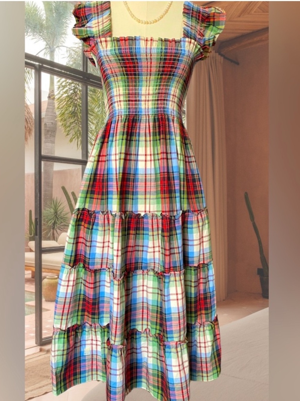 Hill House The Ellie Nap Dress Multicolor Plaid Tiered Summer Dress Women’s Sml - Picture 1 of 5